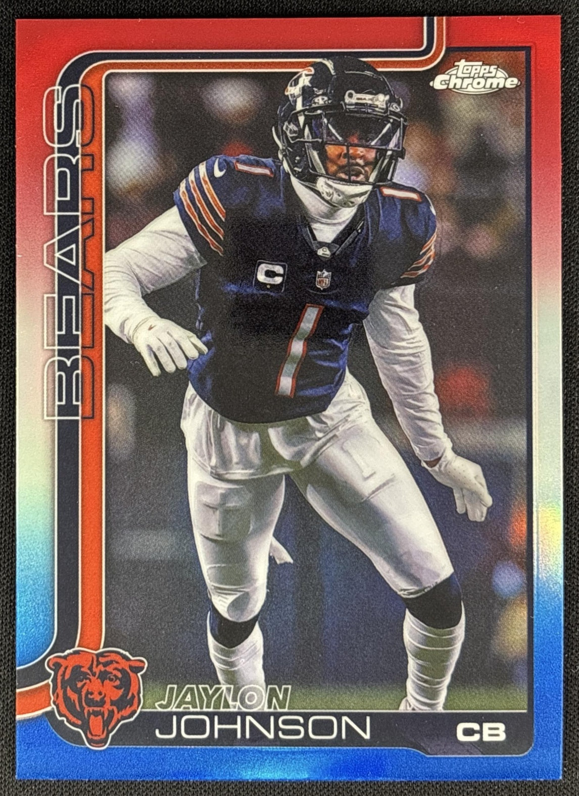 Jaylon Johnson 2025 Topps Chrome Red/White/Blue Refractor Bears