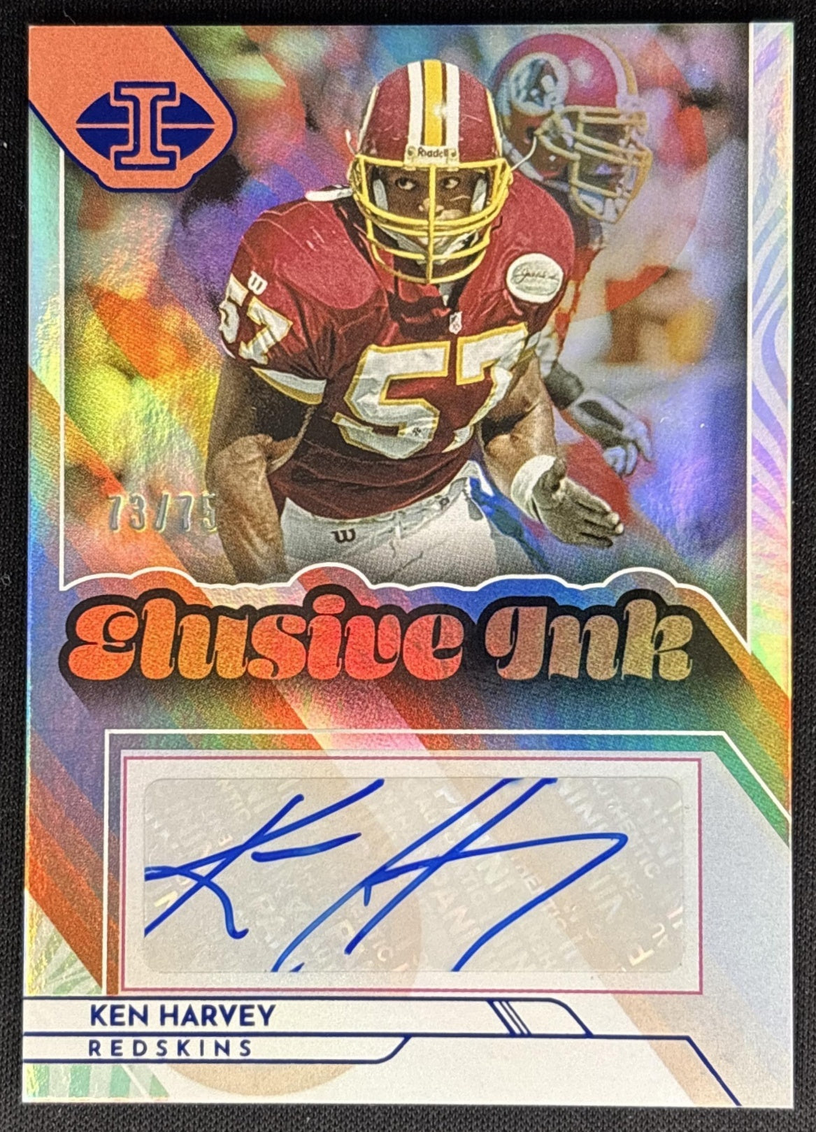 Ken Harvey 2022 Panini Illusions Elusive Ink Blue /75 Redskins Commanders Sports Trading Cards