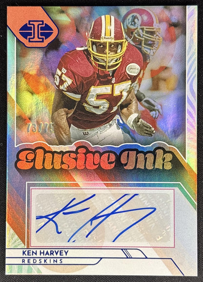 Ken Harvey 2022 Panini Illusions Elusive Ink Blue /75 Redskins Commanders Sports Trading Cards