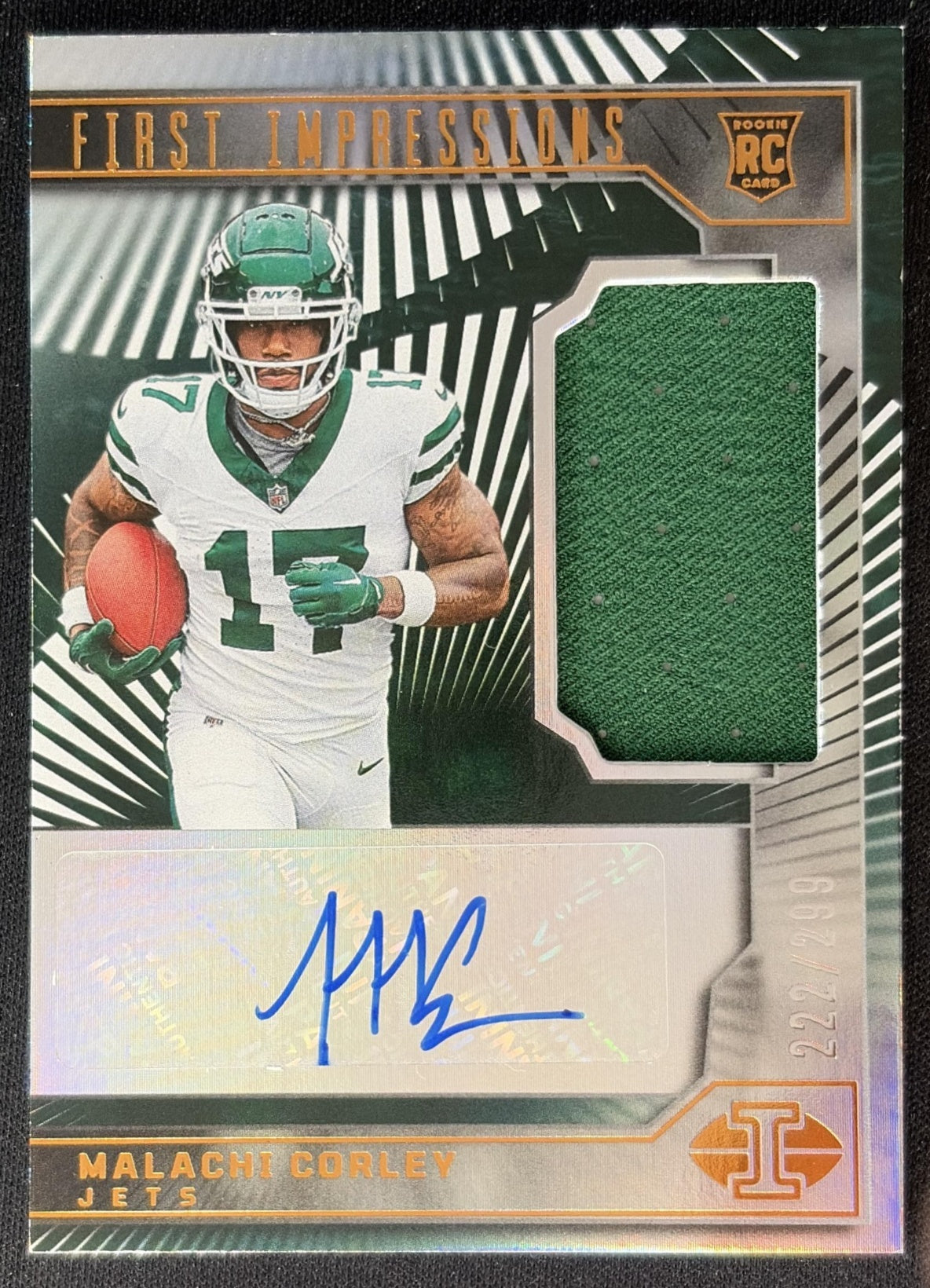 Malachi Corley 2024 Illusions First Impressions Auto Memorabilia Bronze /299 Jets front