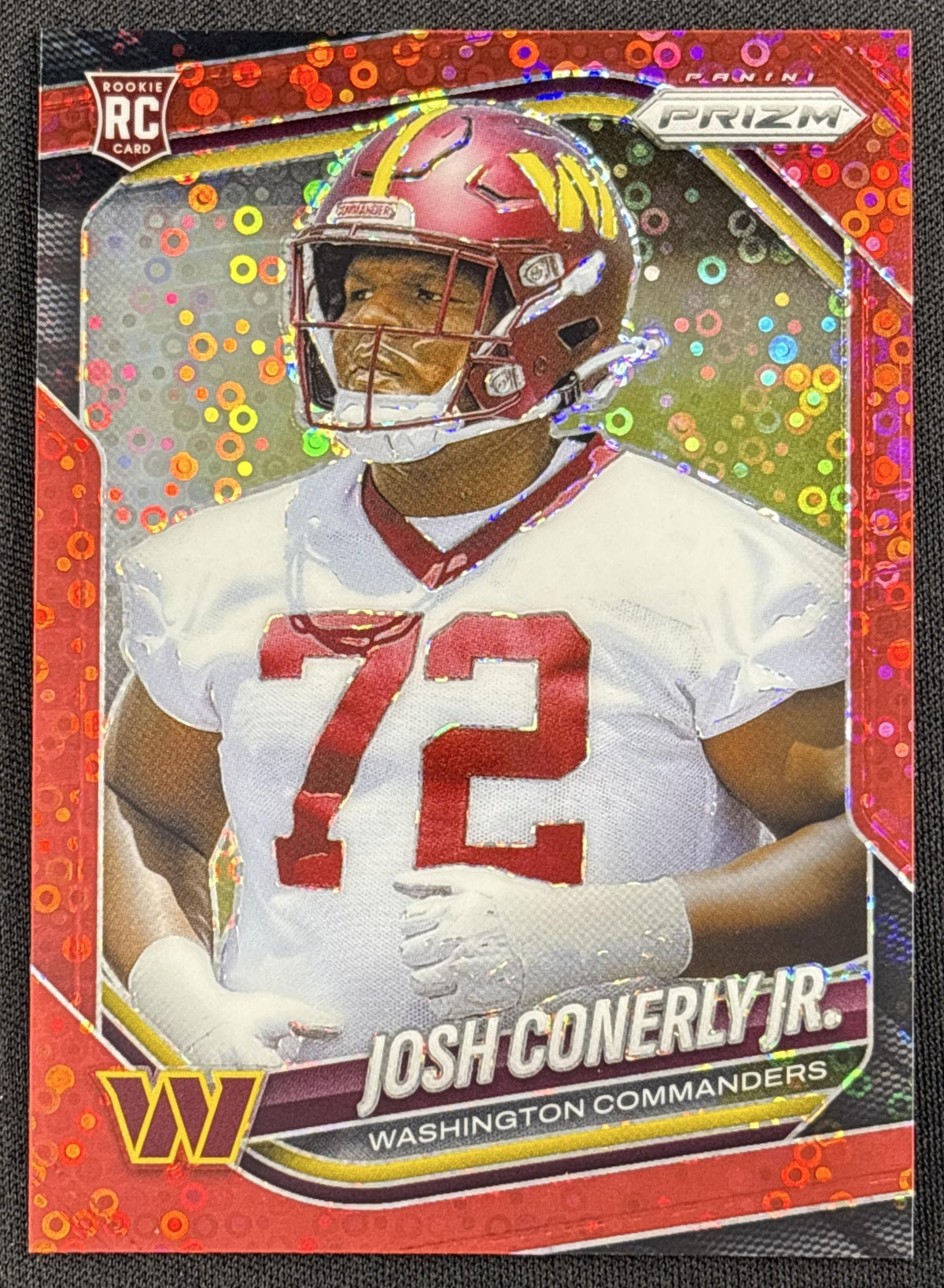 Josh Conerly Jr. 2025 Panini Prizm No Huddle Red /99 Commanders