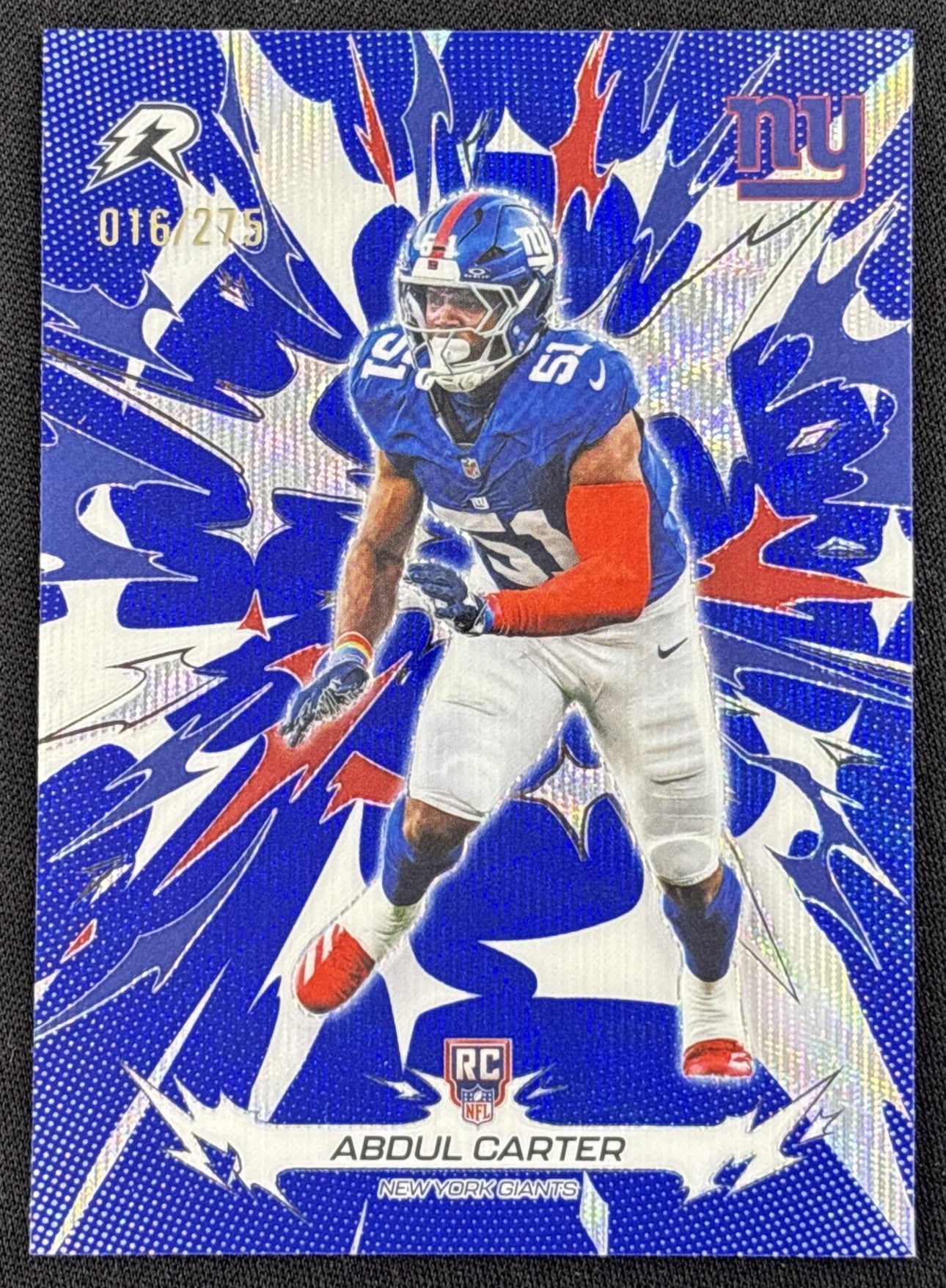 Abdul Carter 2025 Topps Resurgence Navy Surge Refractor /275 Giants