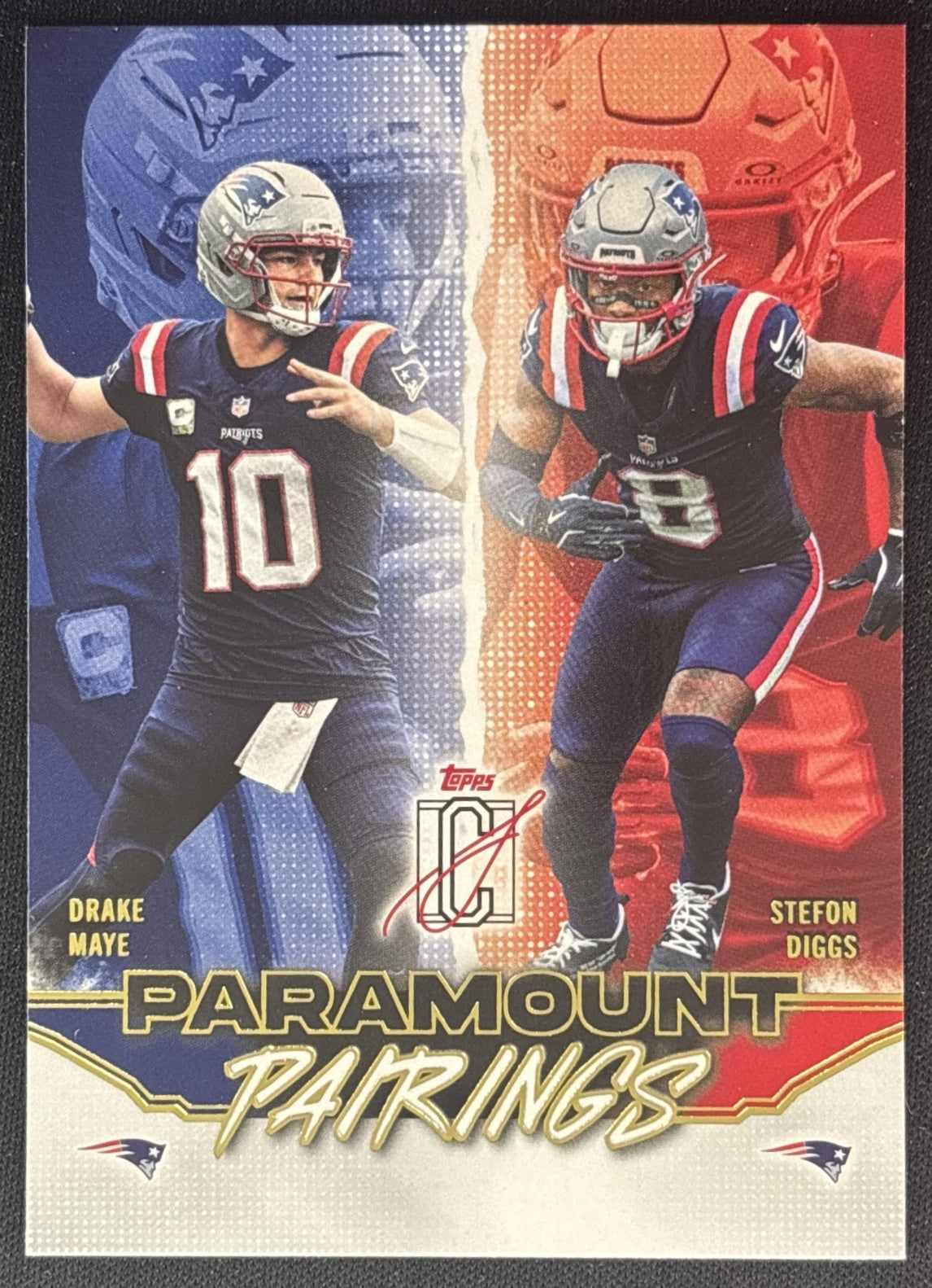 Drake Maye Stefon Diggs 2025 Topps Signature Class Paramount Pairings Patriots front