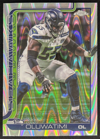 Olu Oluwatimi 2025 Topps Chrome RayWave Refractor Seahawks Sports Trading Cards