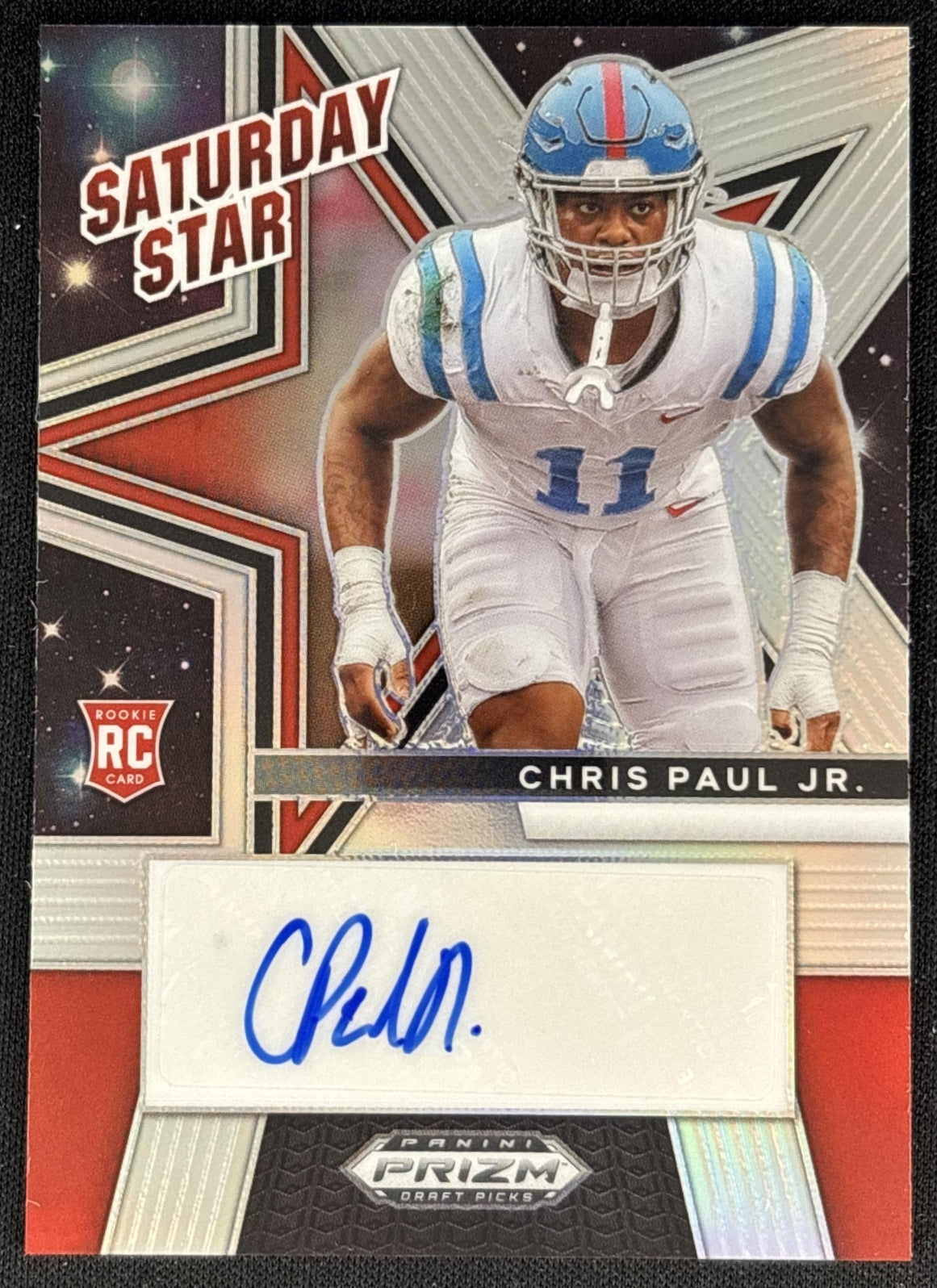 Chris Paul Jr. 2025 Prizm Draft Picks Saturday Star Signatures Silver Rebels Front
