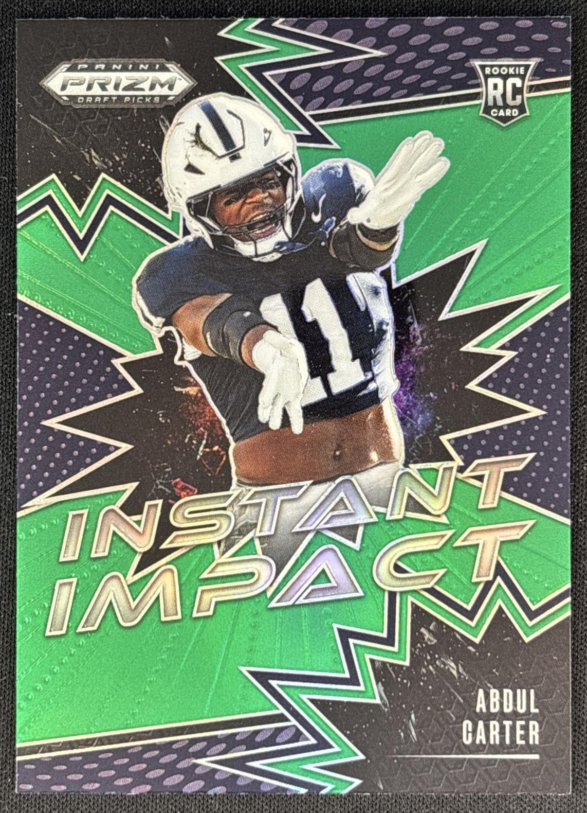 Abdul Carter 2025 Panini Prizm Draft Picks Instant Impact Green Nittany Lions front