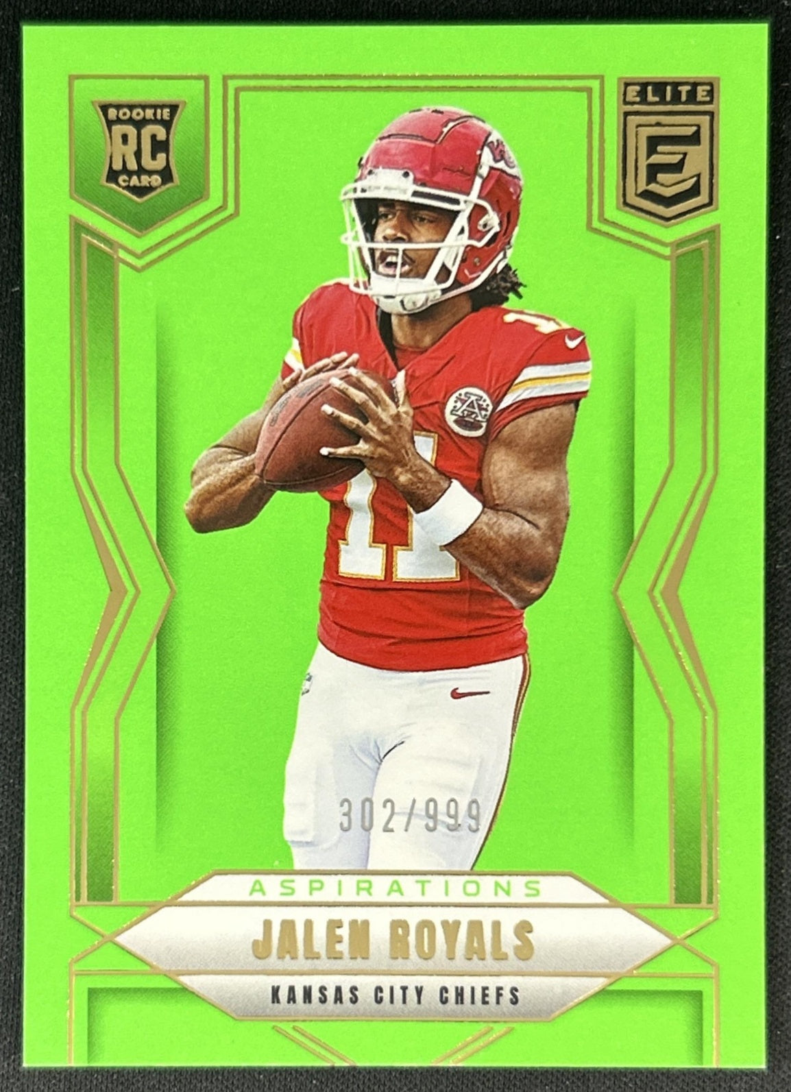 Jalen Royals 2025 Donruss Elite Rookies Aspirations Lime Green /999 Chiefs 2