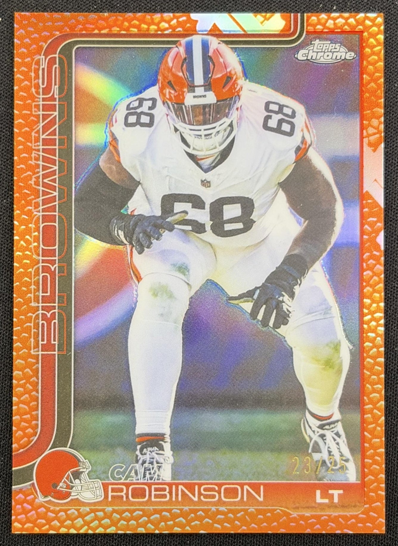 Cam Robinson 2025 Topps Chrome Football Leather Orange Refractor /25 Browns Cleveland Browns