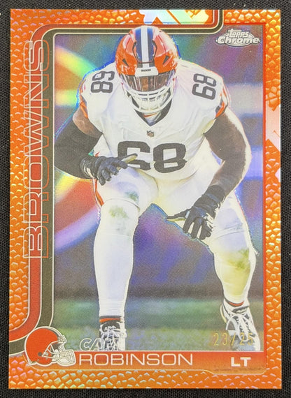 Cam Robinson 2025 Topps Chrome Football Leather Orange Refractor /25 Browns Cleveland Browns
