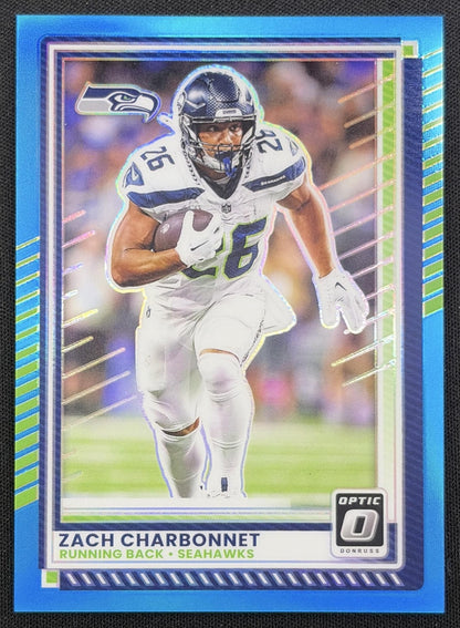 Zach Charbonnet 2025 Panini Donruss Optic Aqua Prizm /349 Seahawks