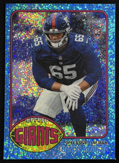 Francis Mauigoa 2026 Topps Heritage Chrome Aqua Sparkle Giants Sports Trading Card