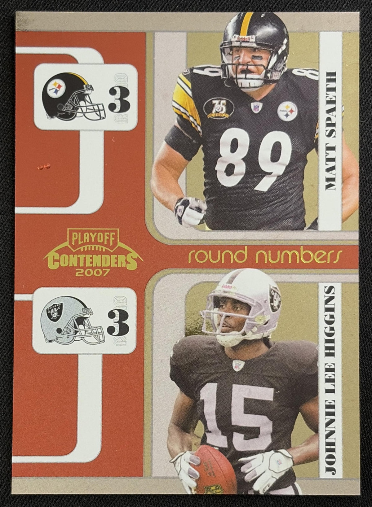 Matt Spaeth Johnnie Lee Higgins 2007 Playoff Contenders Round Numbers /1000 Sports Trading Card