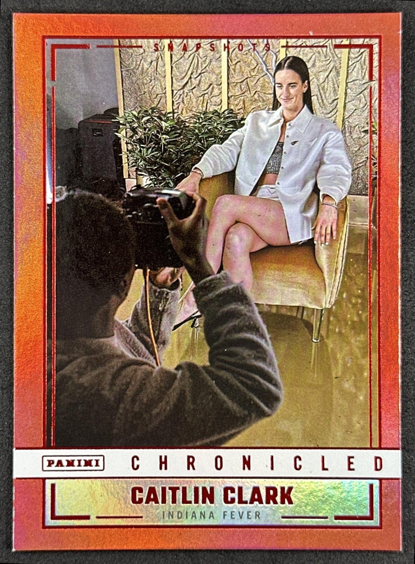 Caitlin Clark 2025 Panini Chronicled Snap Shots Red Holo Fever 96 Indiana Fever