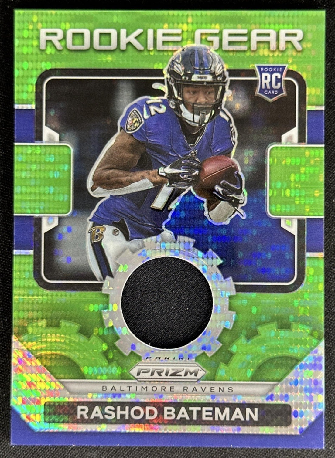 Rashod Bateman 2021 Panini Prizm Rookie Gear Neon Green Pulsar Ravens