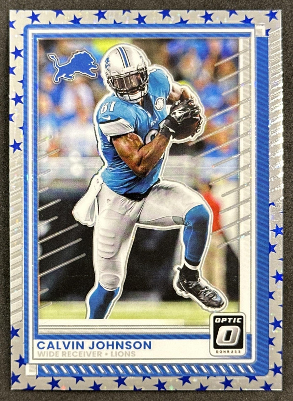 Calvin Johnson 2025 Panini Donruss Optic Stars Prizm Lions front