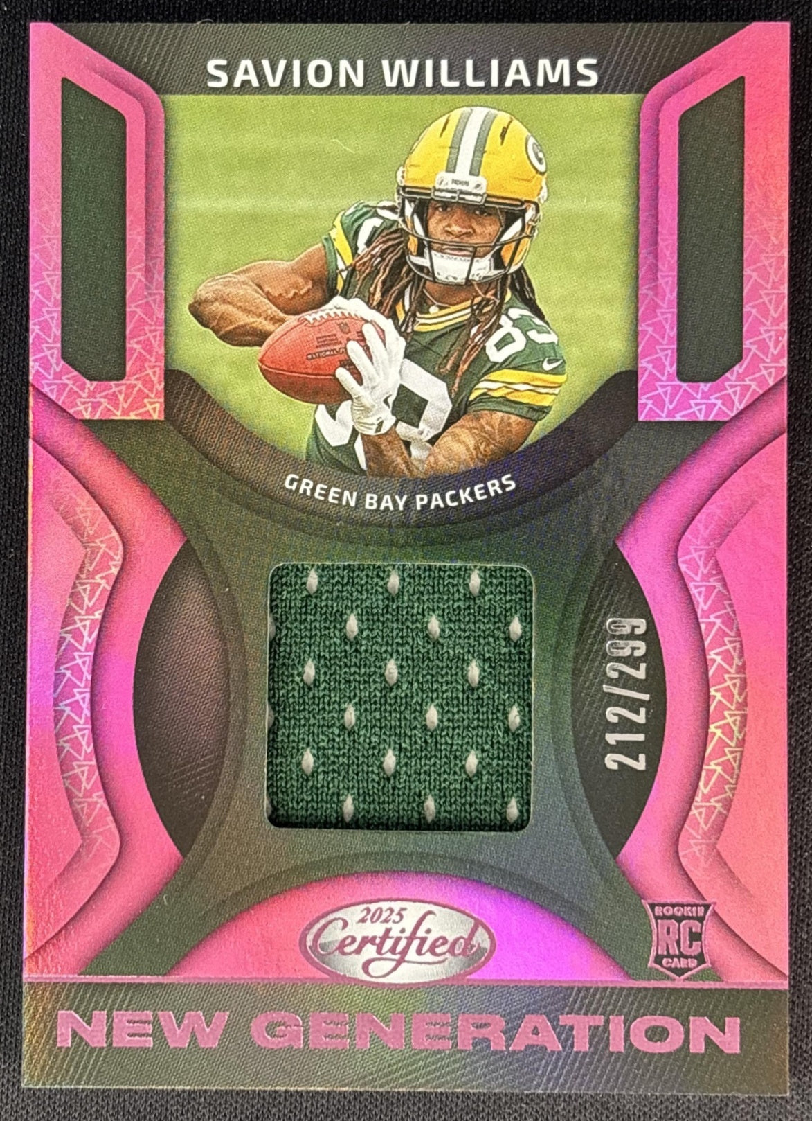 Savion Williams 2025 Certified New Generation Jerseys Mirror Pink /299 Packers