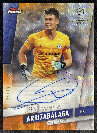 Kepa Arrizabalaga 2019 Finest UEFA Champions League Auto Orange Wave /25 Chelsea Sports Trading Card