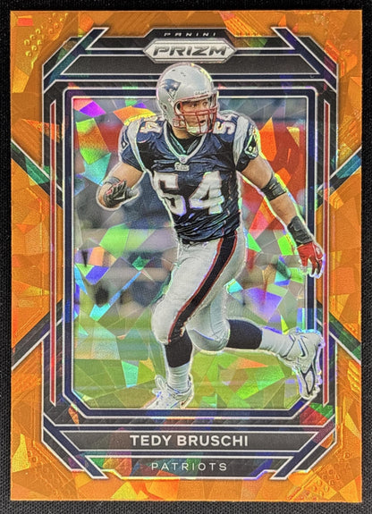Tedy Bruschi 2022 Panini Prizm Orange Ice Patriots front