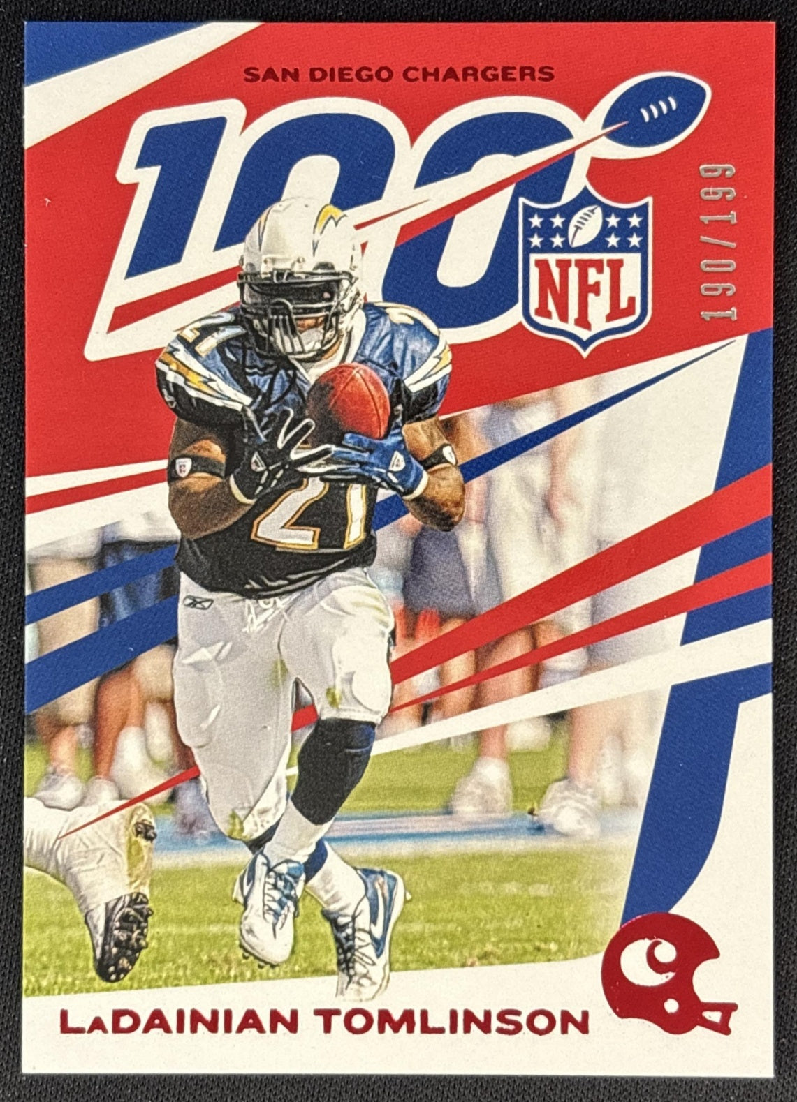 LaDainian Tomlinson 2019 Panini Chronicles NFL 100 Red /199 Chargers front