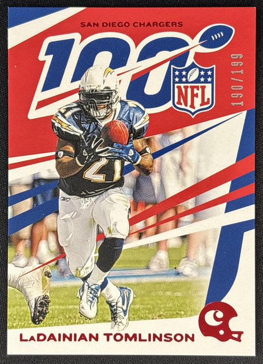 LaDainian Tomlinson 2019 Panini Chronicles NFL 100 Red /199 Chargers front