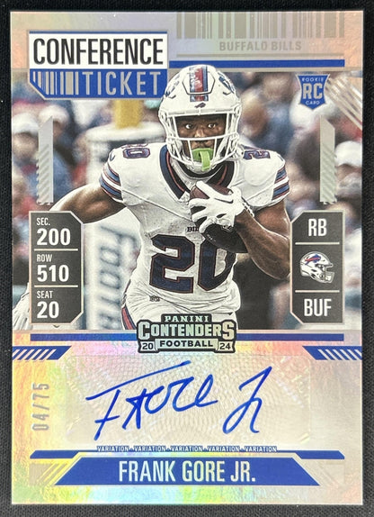 Frank Gore Jr. 2024 Contenders Rookie Ticket Variation Auto Conference /75 Bills Front