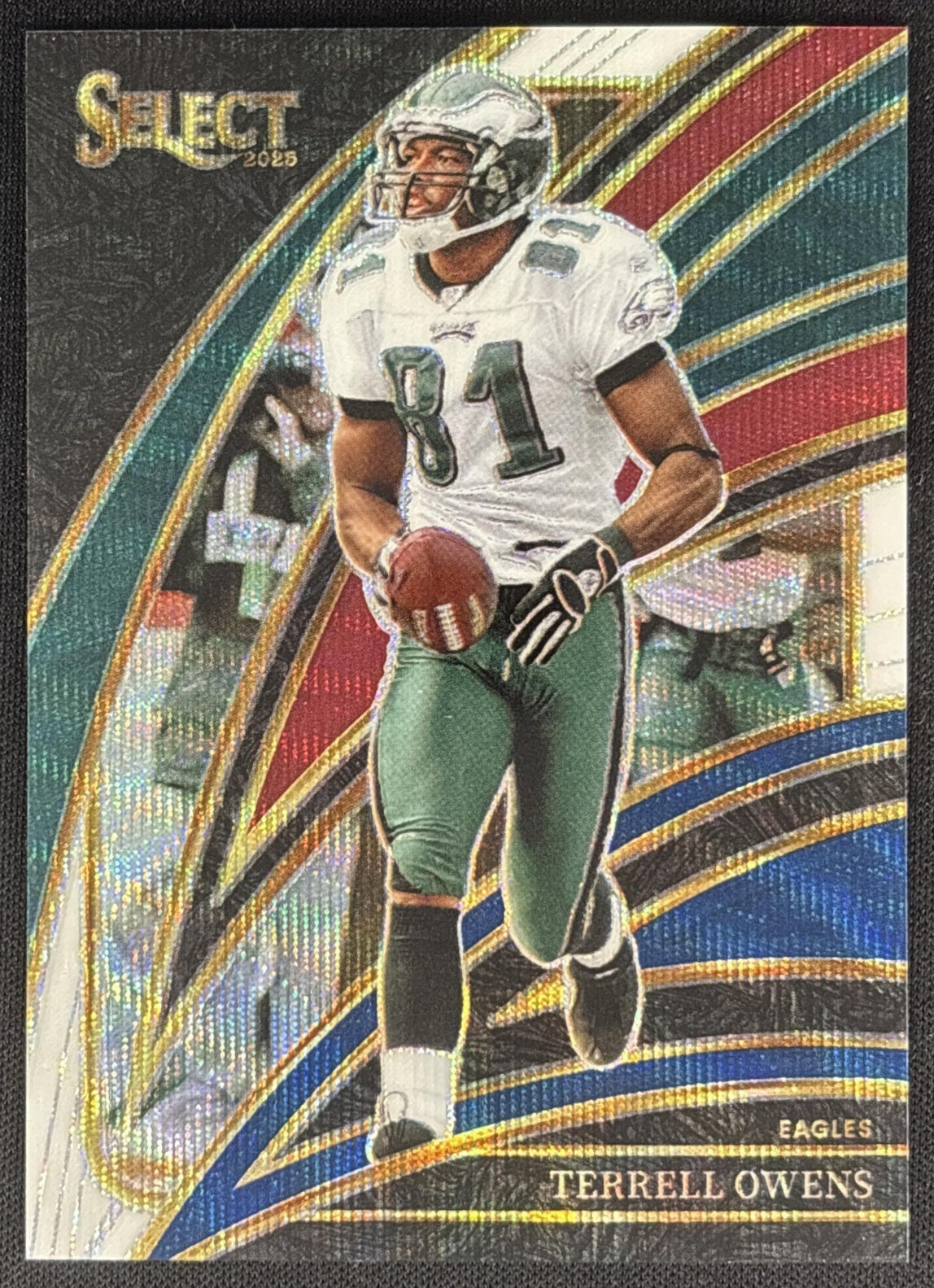 Terrell Owens 2025 Panini Select Club Level Tri-Color Prizm /249 Eagles Sports Trading Card