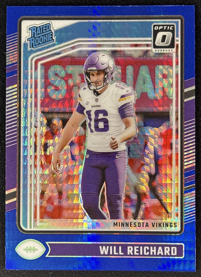 Will Reichard 2024 Panini Donruss Optic Blue Hyper Vikings Sports Trading Cards