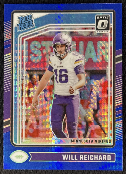 Will Reichard 2024 Panini Donruss Optic Blue Hyper Vikings