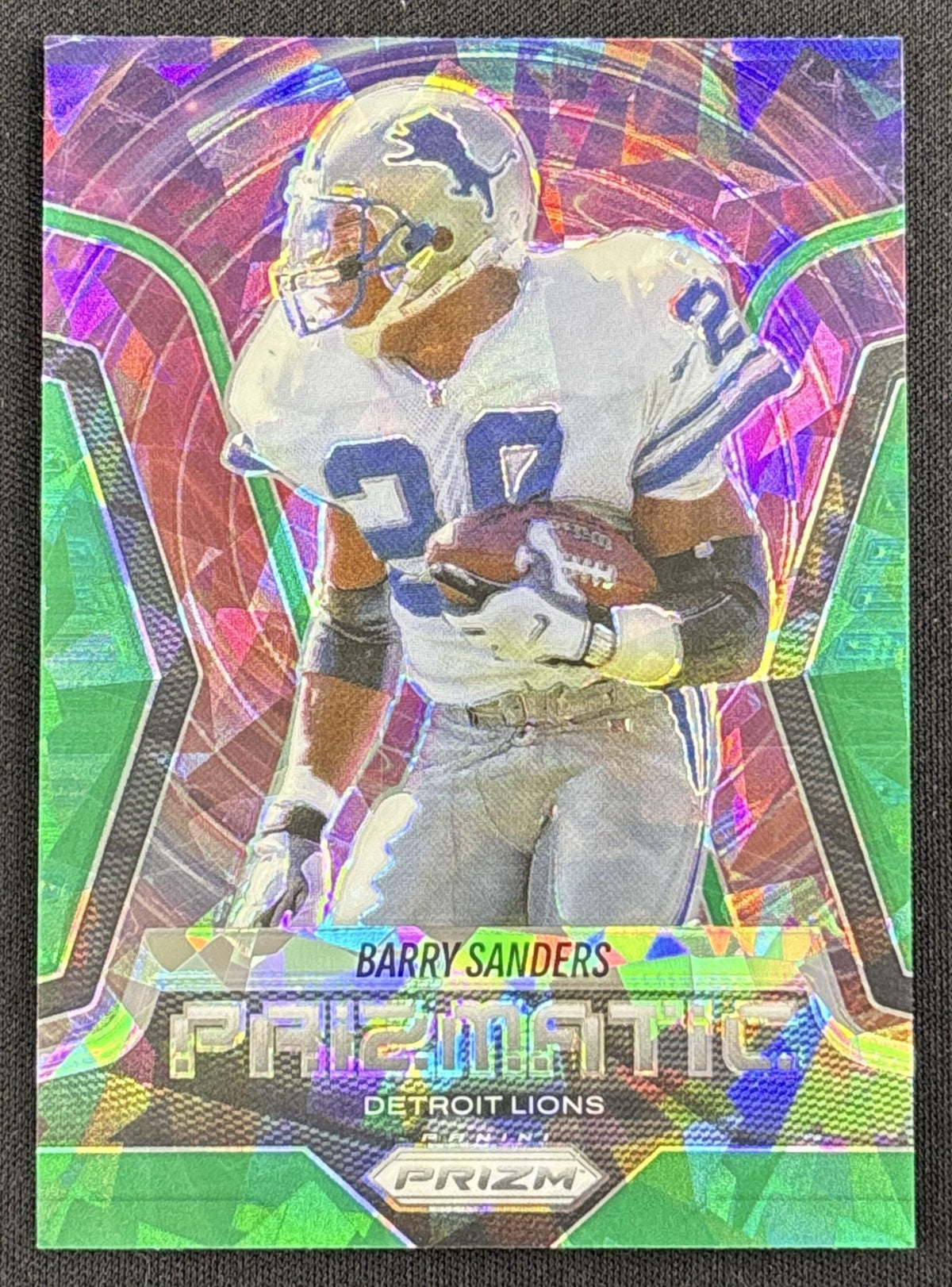 Barry Sanders 2025 Panini Prizm Prizmatic Green Ice Lions