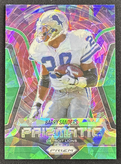 Barry Sanders 2025 Panini Prizm Prizmatic Green Ice Lions