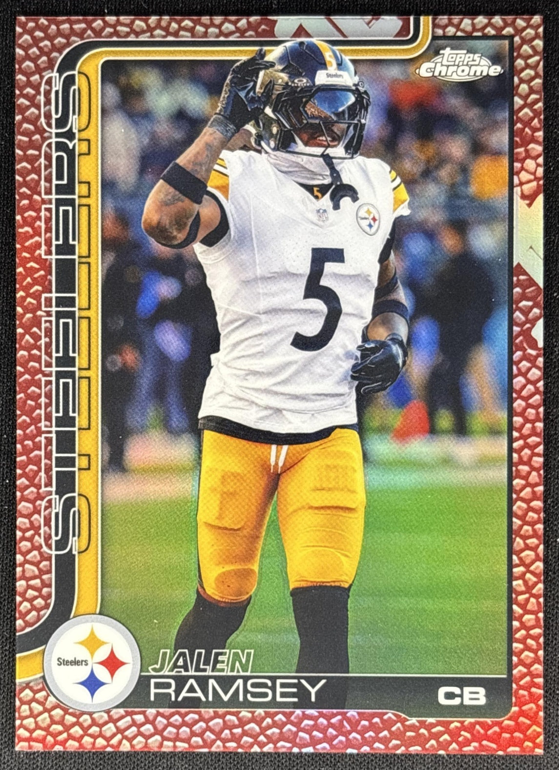 Jalen Ramsey 2025 Topps Chrome Football Leather Refractor Steelers Sports Trading Cards