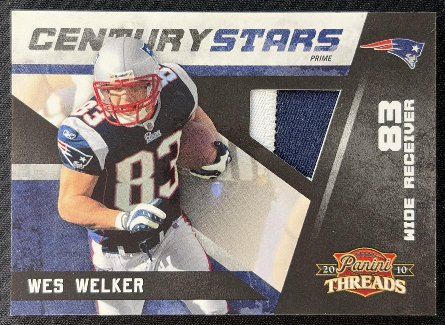 Wes Welker 2010 Panini Threads Century Stars Materials Prime /50 Patriots front