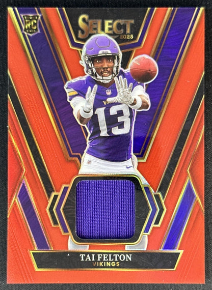 Tai Felton 2025 Panini Select Rookie Swatches Red Prizm Vikings Default Title Sports Trading Cards