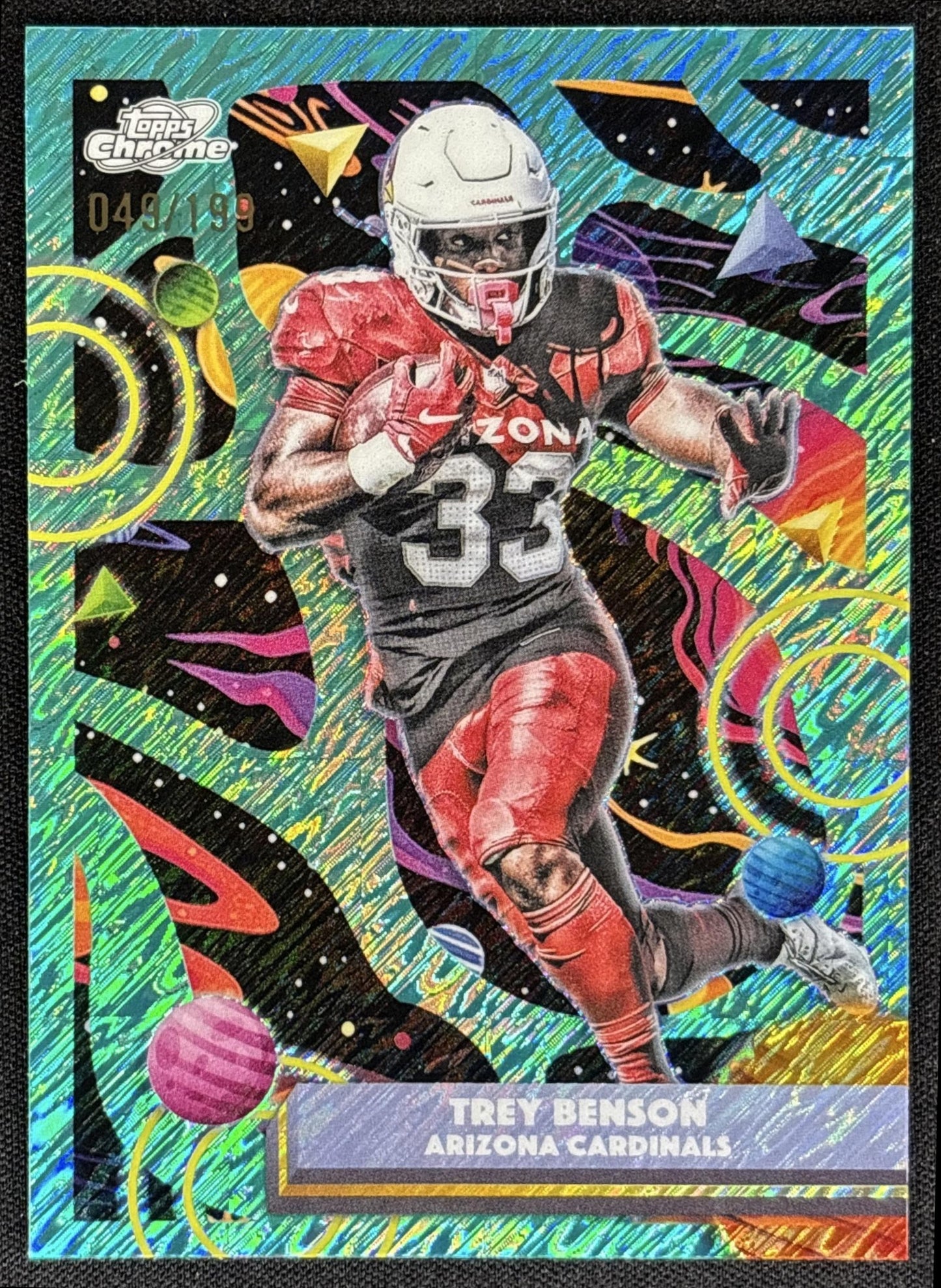 Trey Benson 2025 Topps Cosmic Chrome Aqua Equinox Refractor /199 Cardinals
