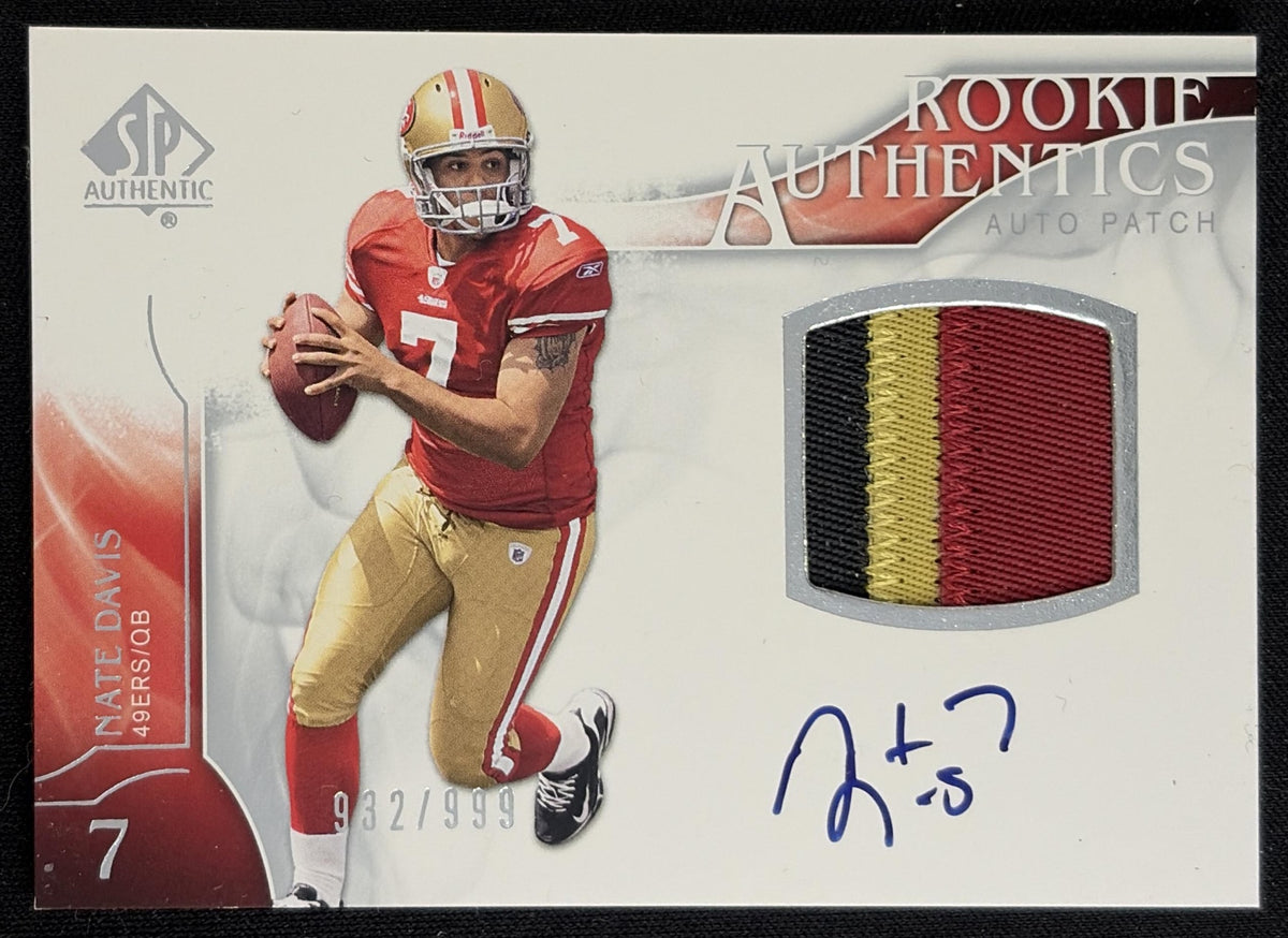 Front of Nate Davis 2009 SP Authentic /999 49ers sports trading card