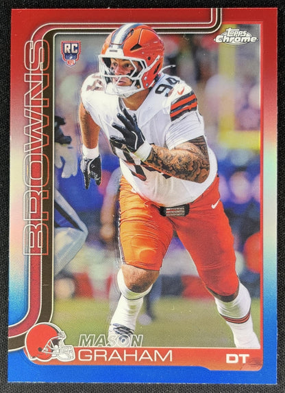 Mason Graham 2025 Topps Chrome Rookie Red/White/Blue Refractor Browns front