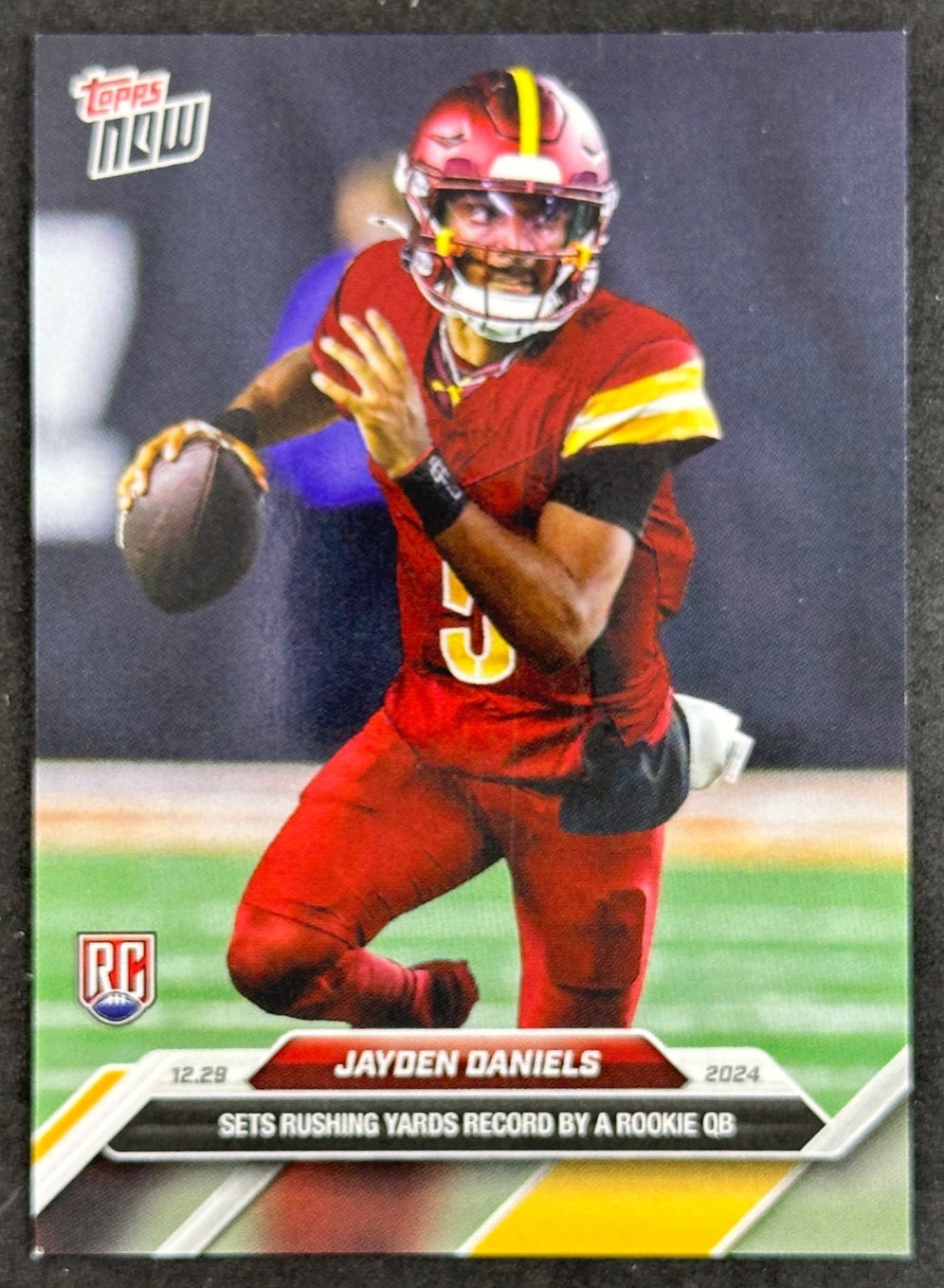 Jayden Daniels 2024 Topps NOW Card #19 Sets Rushing Yards Commanders