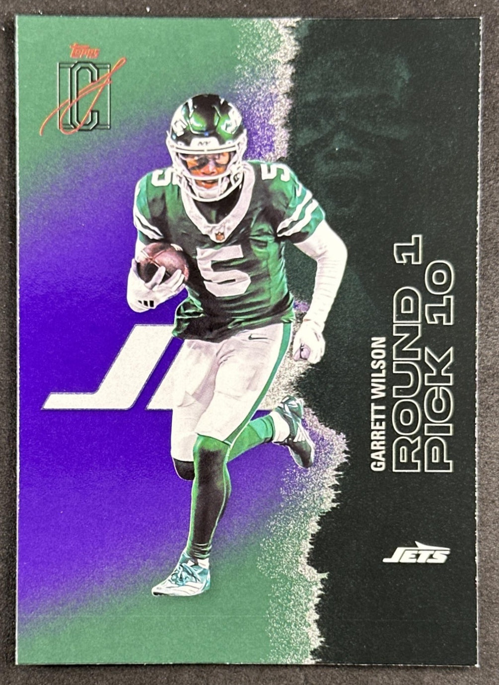 Garrett Wilson 2025 Topps Signature Class Veteran Green & Purple Foil Jets