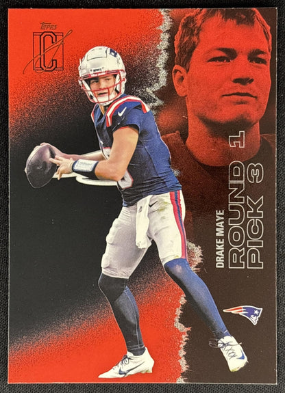 Drake Maye 2025 Topps Signature Class Veteran Red & Black Foil Patriots