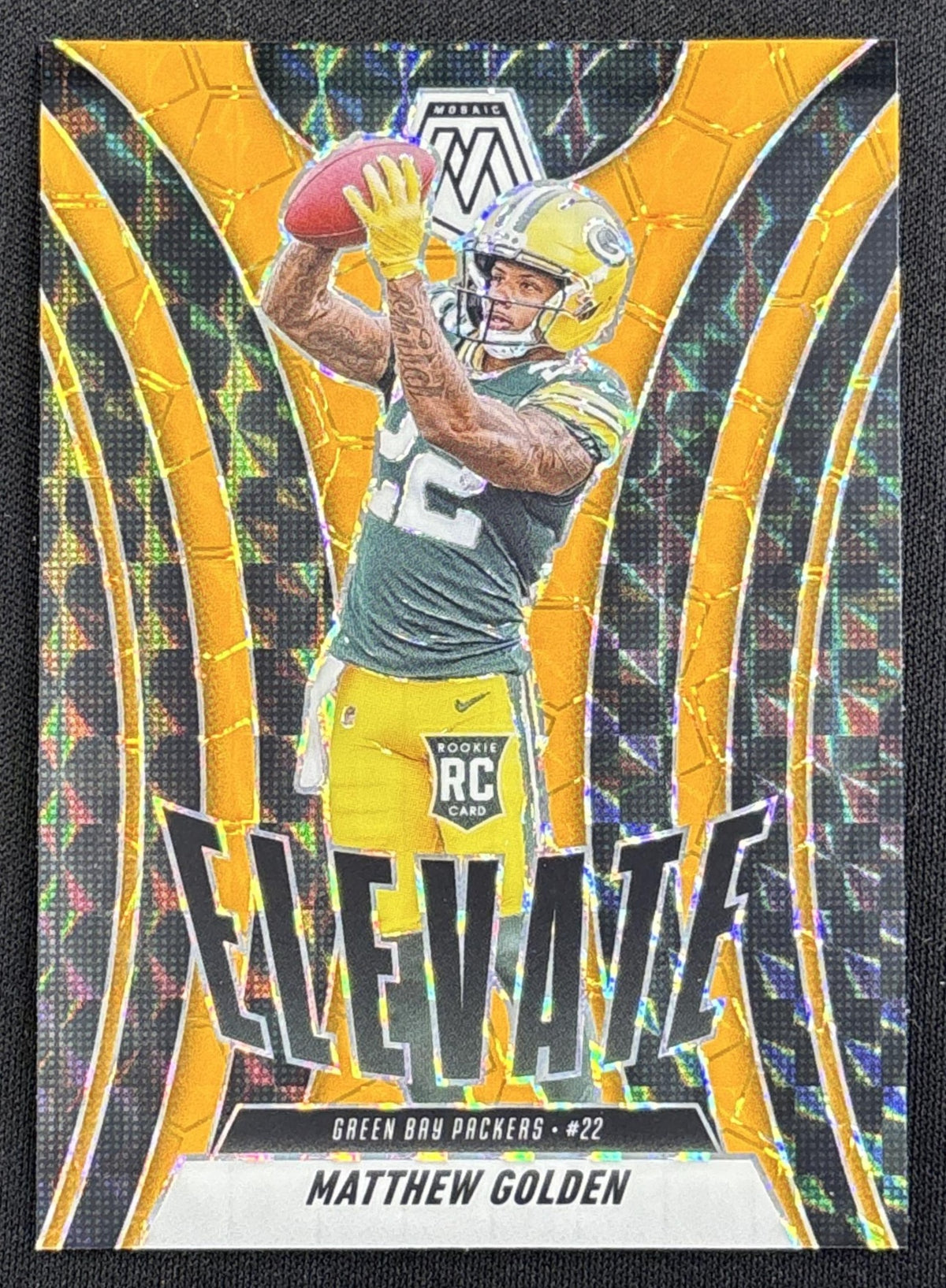 Matthew Golden 2025 Panini Mosaic Elevate Orange Fluorescent Prizm Packers
