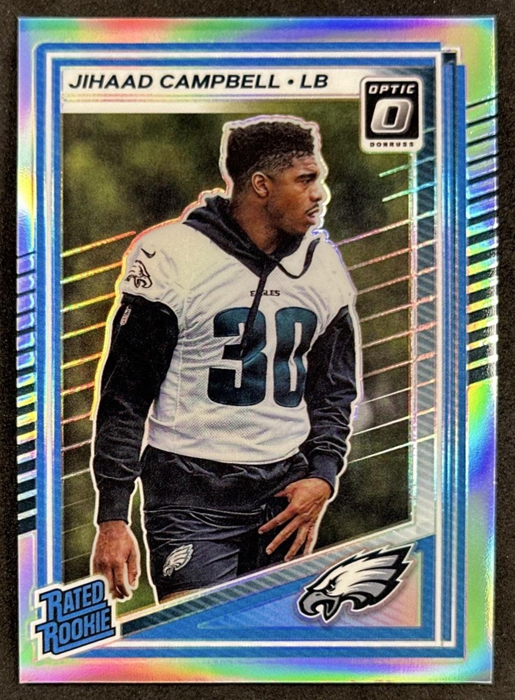 Jihaad Campbell 2025 Panini Donruss Optic Rated Rookie Holo Prizm Eagles front