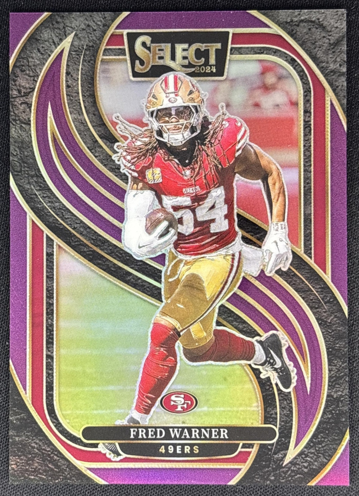Fred Warner 2024 Panini Select Premier Purple Prizm /75 49ers Sports Trading Cards