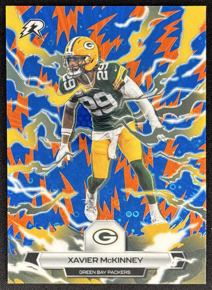 Xavier McKinney 2025 Topps Resurgence Blue and Orange Spark Refractor Packers