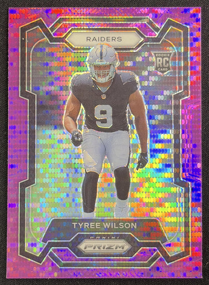 Tyree Wilson 2023 Panini Prizm Purple Pulsar Raiders Sports Trading Card