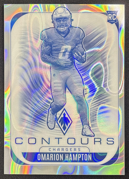 Omarion Hampton 2025 Panini Phoenix Contours Silver Lava /199 Chargers