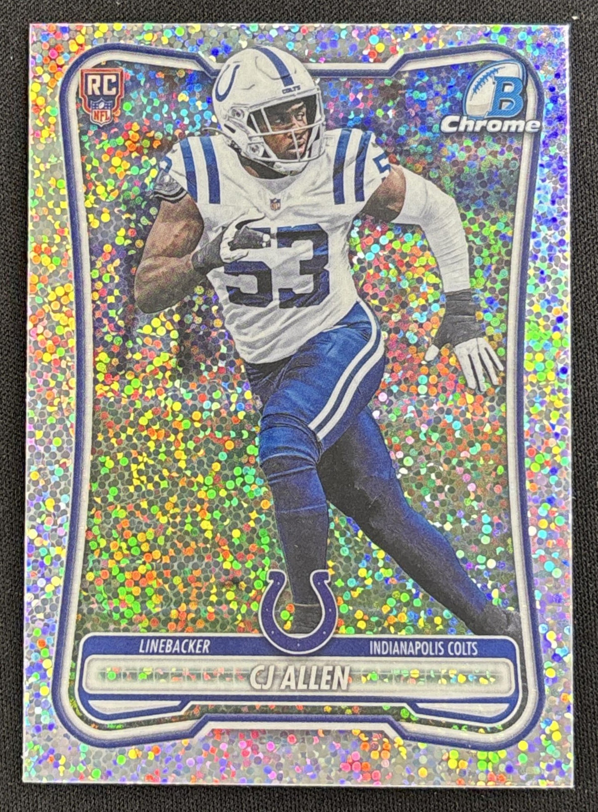 CJ Allen 2026 Bowman Chrome NFL Speckle Refractor Colts