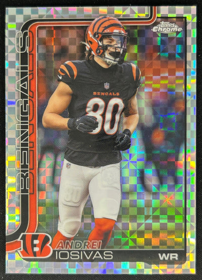 Andrei Iosivas 2025 Topps Chrome X-Fractor Bengals Sports Trading Cards