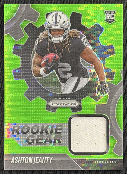 Ashton Jeanty 2025 Panini Prizm Rookie Gear Neon Green Pulsar Raiders