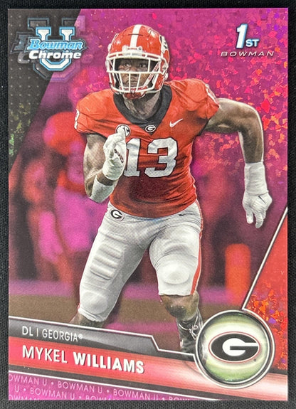 Mykel Williams 2023 University Chrome Fuschia Mini Diamond Refractor /150 Bulldogs
