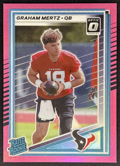 Graham Mertz 2025 Panini Donruss Optic Rated Rookie Preview Pink Texans - Front